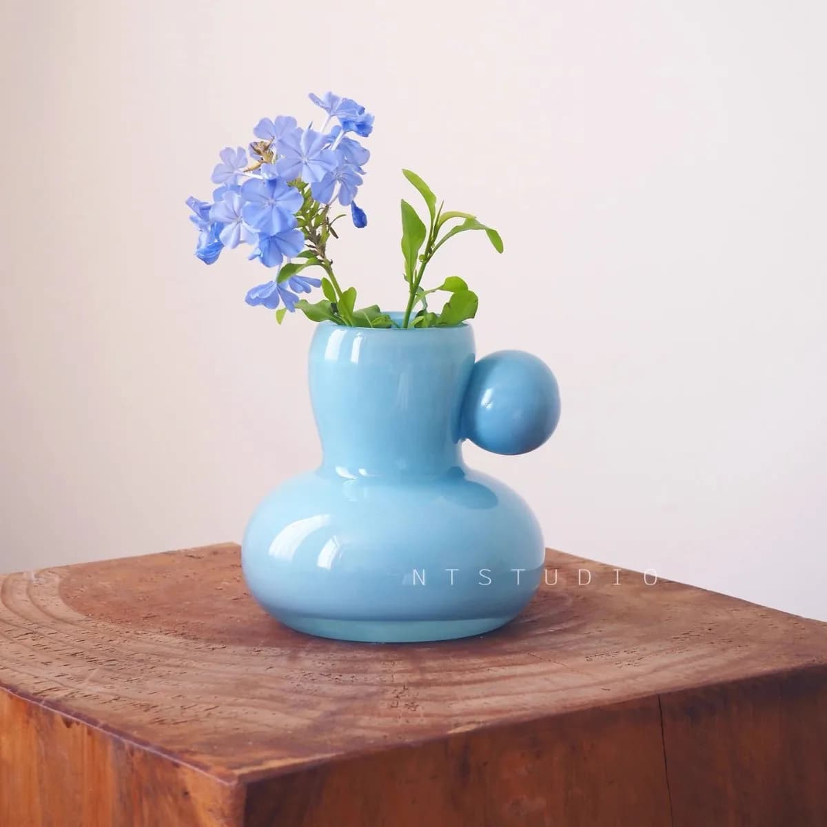 DSA  simple blue small vase home decoration glazed flower ware desktop decoration ornament