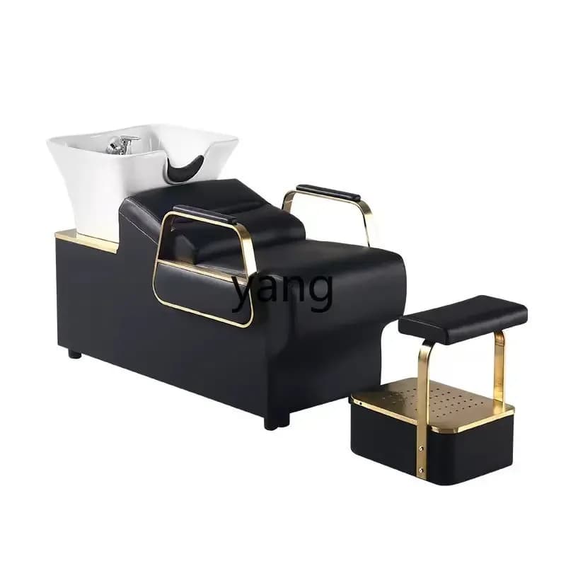LMMbarber shop shampoo bed simple half-lying flush beauty ceramic basin shampoo bed