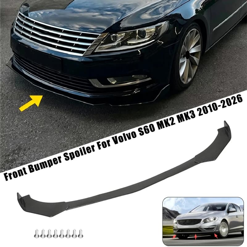 Sport Front Bumper Splitter Spoiler Lip For Volvo S60 MK2 MK3 2010-2026 5Pcs Adjustable Sectional Car Exterior Tuning Body Kit