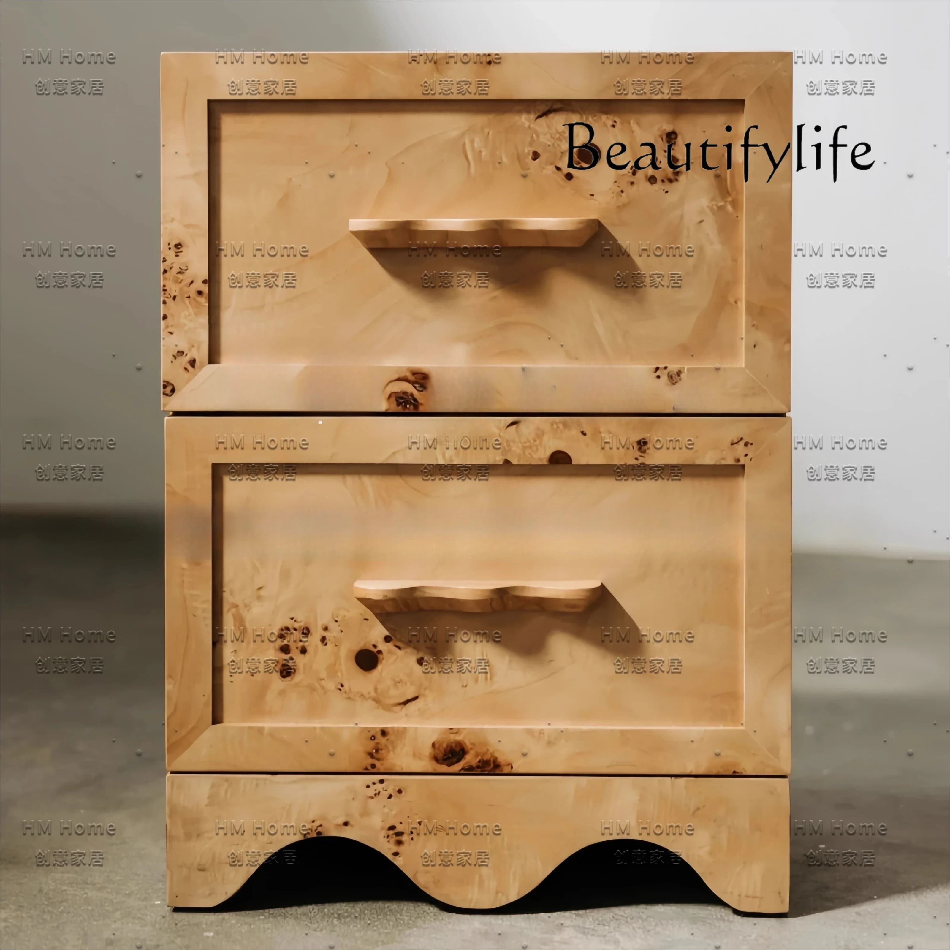 X40 Medieval Style Tree Tumor Skin Bedside Table French Retro Style Storage Light Luxury Bedroom Home Designer Storage