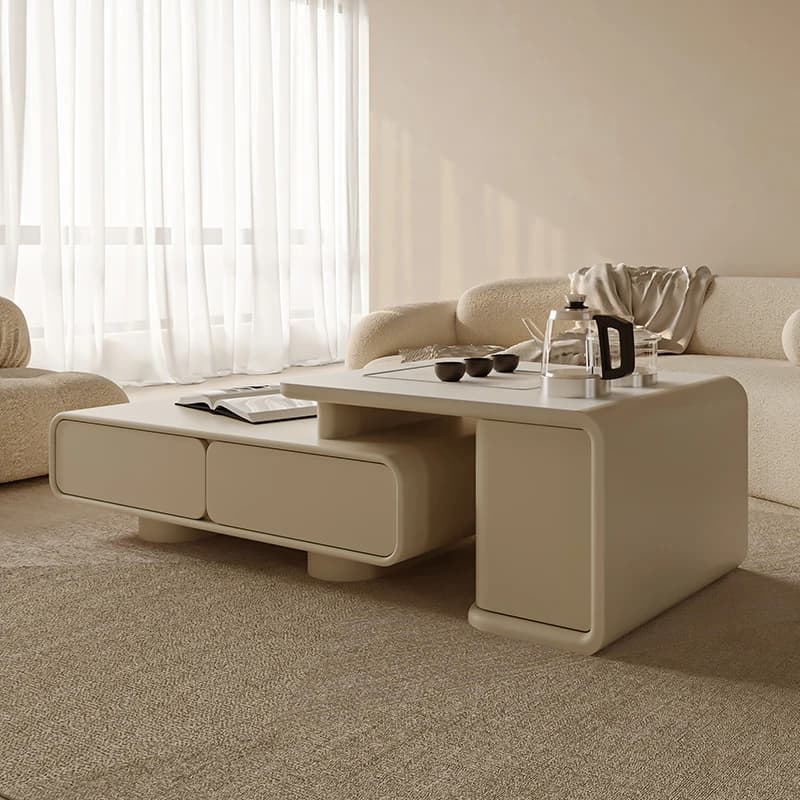 Cream Wind Coffee Table TV Cabinet Combination Kung Fu Tea Rock Board Coffee Table Wabi **** Wind