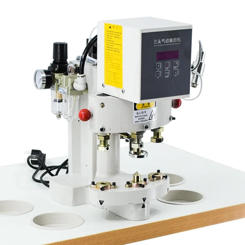 Three-head buckle machine, four-in-one buckle automatic counting, infrared positioning, anti-thug, three-head pneumatic button