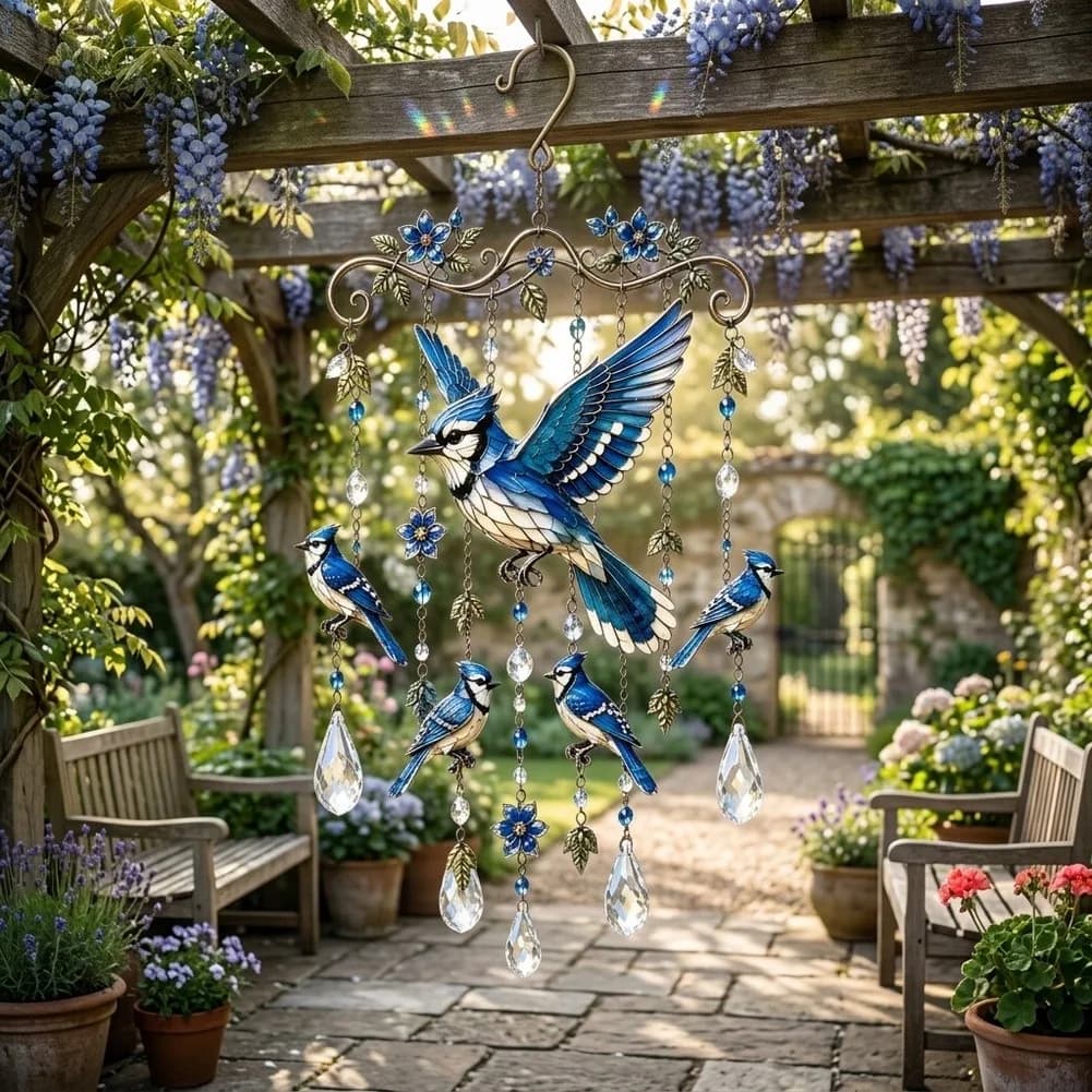 Outdoor Hanging Decor Garden Bird Wind Chime For Cozy Laid-back Mood Solid Handcraft Work Lightweight Resonant Tubes W16.5 H32cm