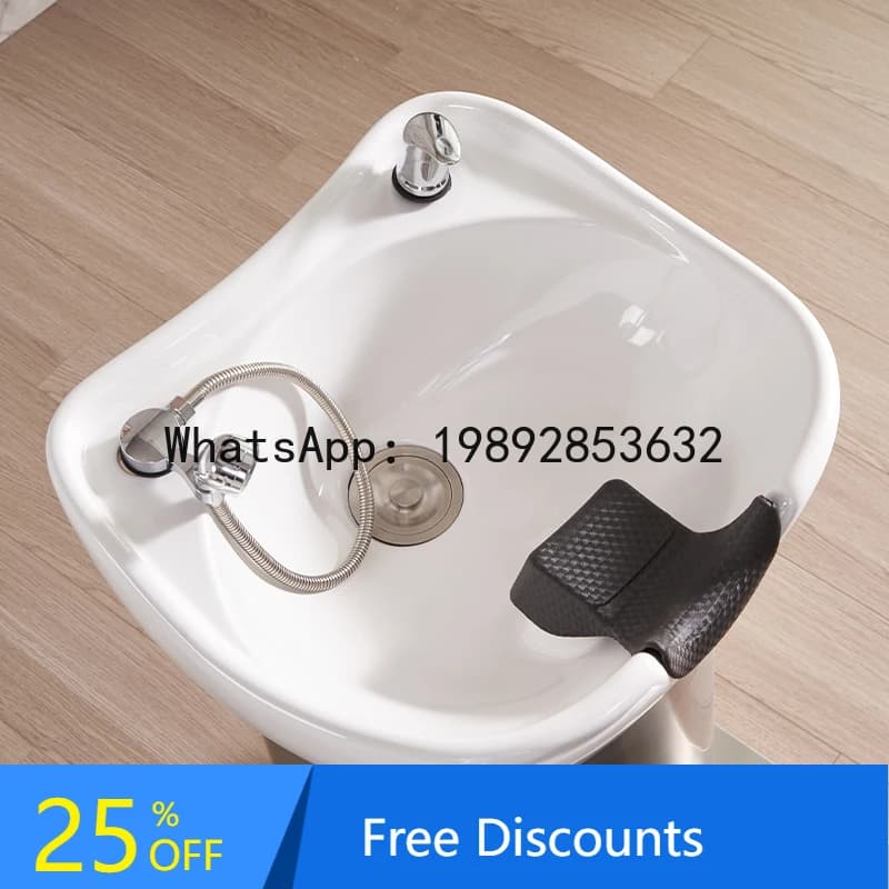 AA Simple high-end hair salon ceramic flush bed semi-reclining barber shop fashion shampoo bed