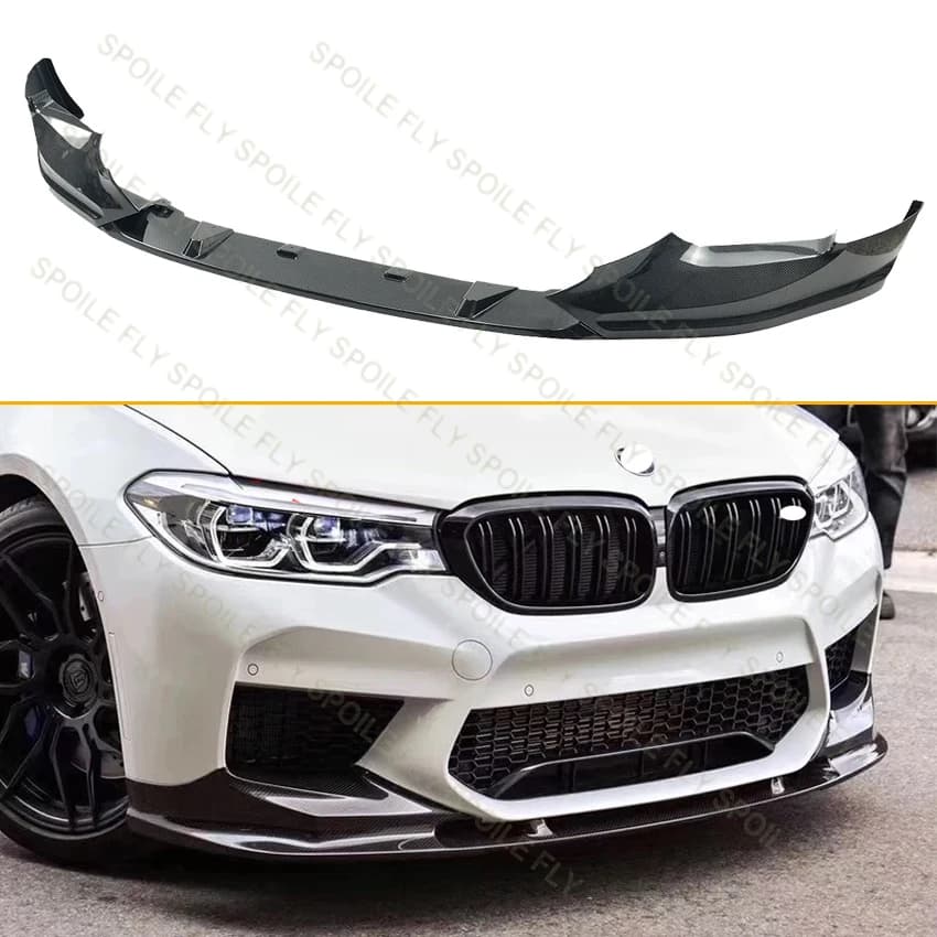 3X 2018 To 2020 For BMW F90 M5 M5C Car Front Bumper Lip Spoiler Splitter Diffuser Guard Trim Body Kit By Gloss Black Carbon Look