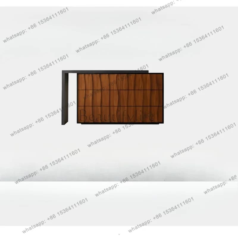 YJ Medieval Solid Wood Veneer Bedroom Bedside Desk Retro Chest Integrated Makeup Table