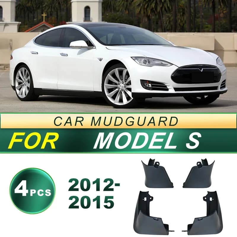 For Tesla Model S 2012-2015 Electric Sedan Mud Flaps Set of 4 Soft Rubber Mudguards Enhanced Fender Protection Upgrade Kit