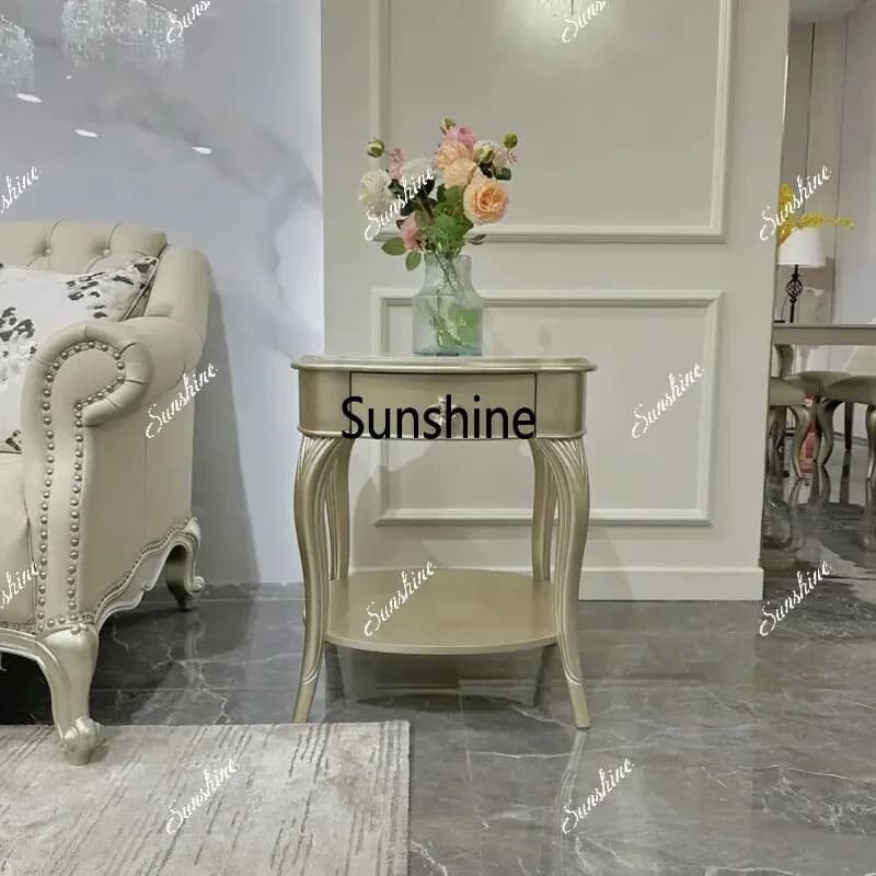 French sofa side table high-end living room solid wood corner table movable small coffee tableTJ