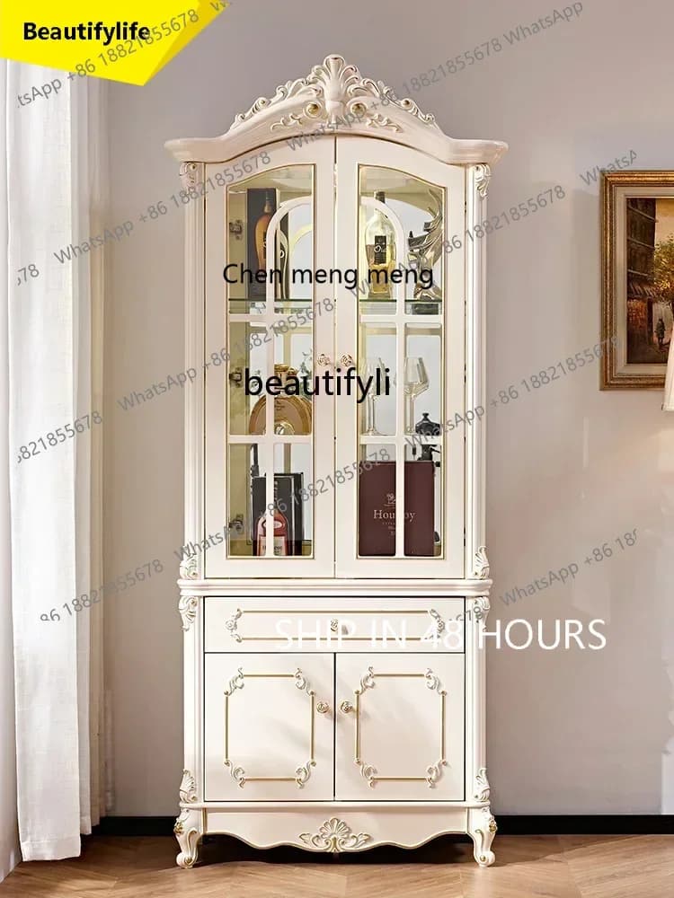 cn8350 ssNew modern minimalist European single door wine cabinet, living room wall display cabinet, antique carving dining cabin