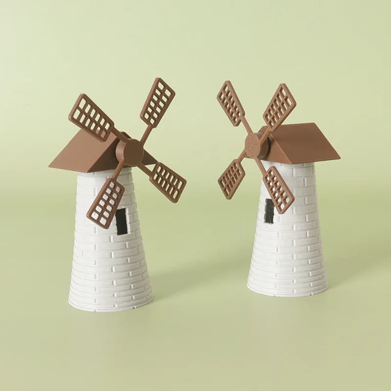 1:12 Dollhouse Mini Dutch Windmill Model Vintage Farm Garden Scene DIY Building Accessory Miniature Outdoor Landscape Decoration