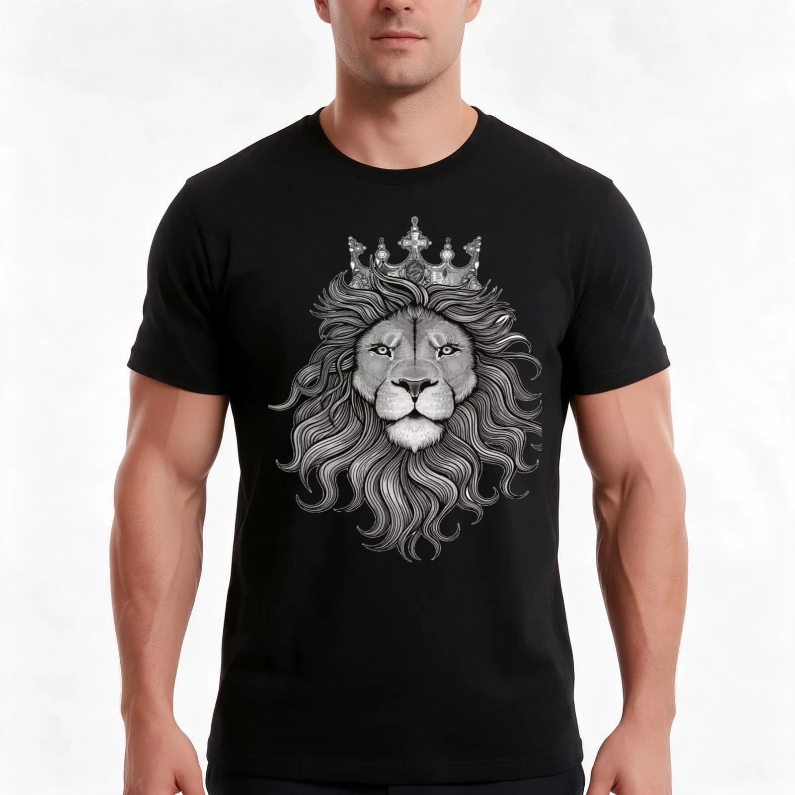 king lion shirt T-Shirt, Summer Casual Cotton Tee, Oversized Streetwear Tops, Vintage Graphic Print, Loose Fit Short Sleeve