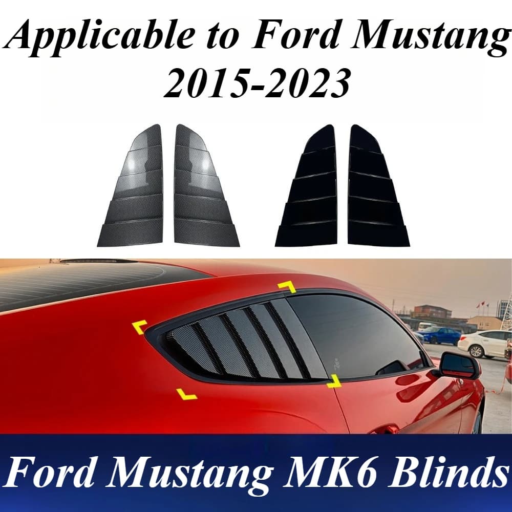 For Ford Mustang S550 2015-2023 Quarter Window Louver Cover Matte Black ABS Plastic Exterior Parts Styling Accessories Body Kits