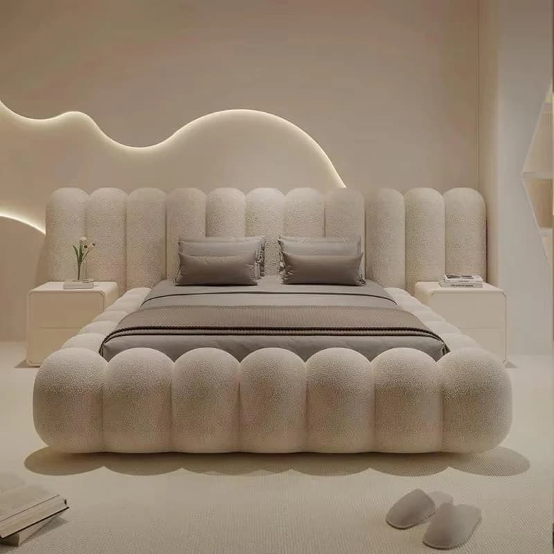 Elegant style, adjustable modern bedroom upholstered bed frame with storage space, suitable for apartment use
