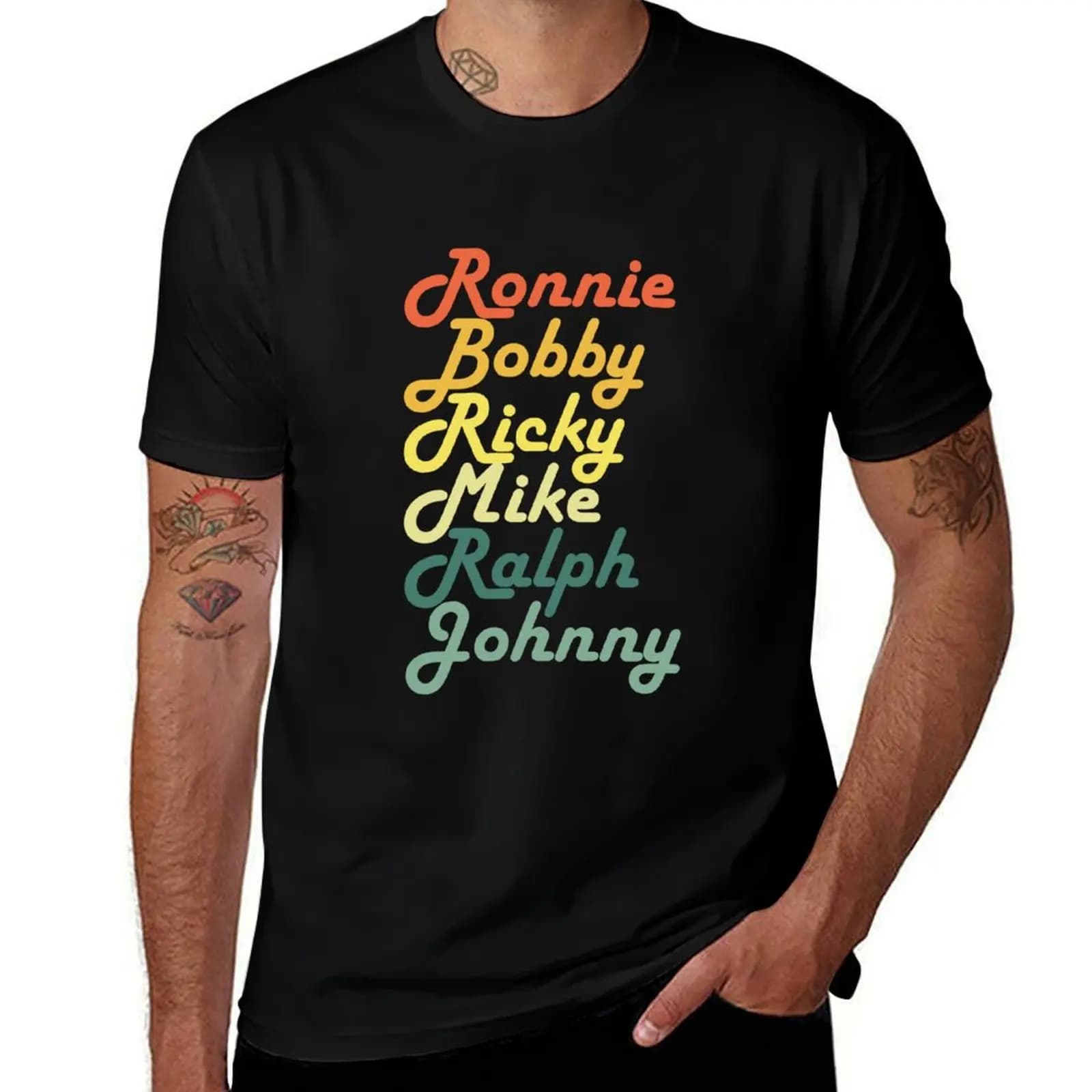 Ronnie Bobby Ricky Mike Ralph and Johnny T-Shirt Basic Casual Wear Short Sleeve Top T-Shirt