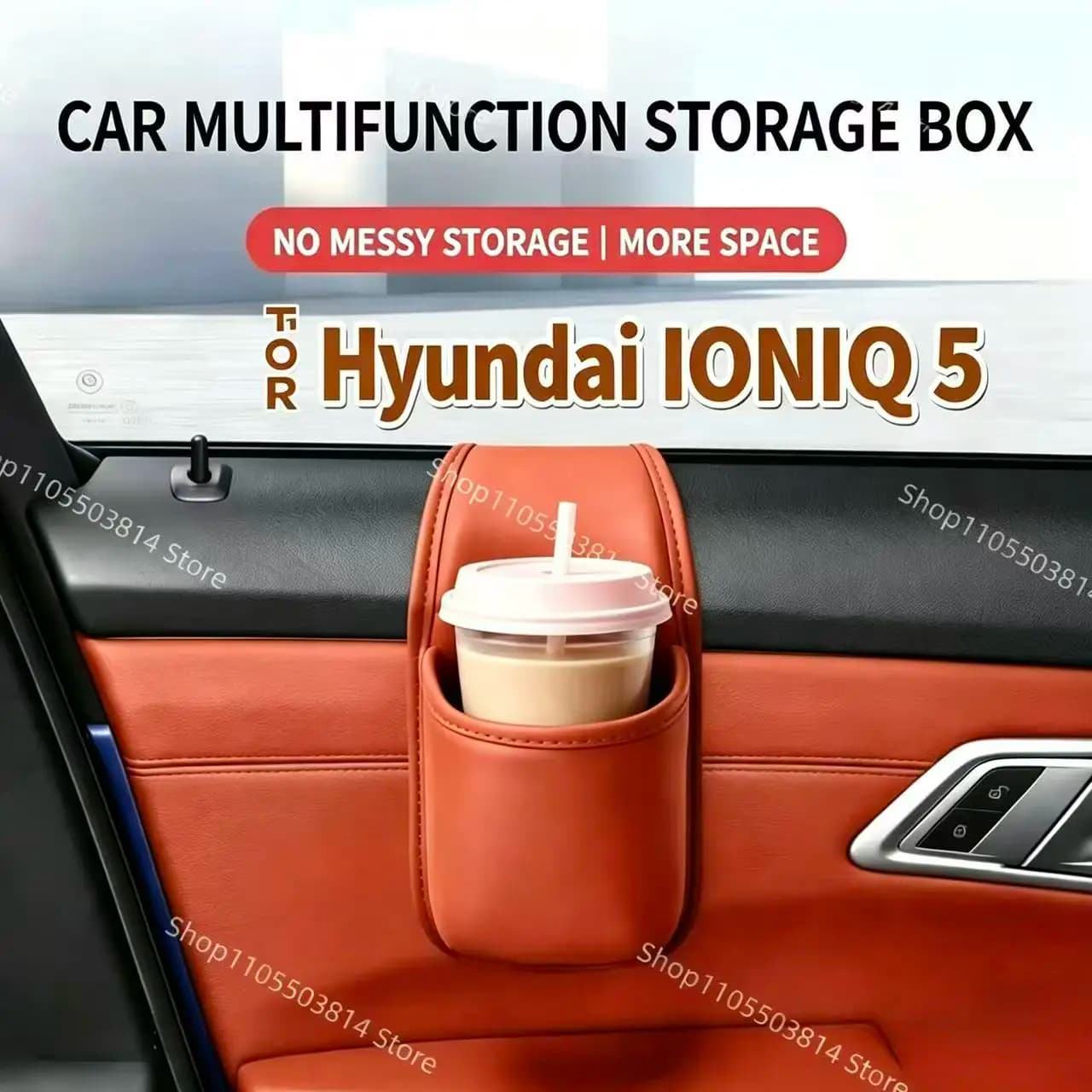 For Hyundai IONIQ 5 Door Storage Box Cup Holder Organizer Side Pocket Phone Holder Beverage Rack Multi-function Beverage Holder