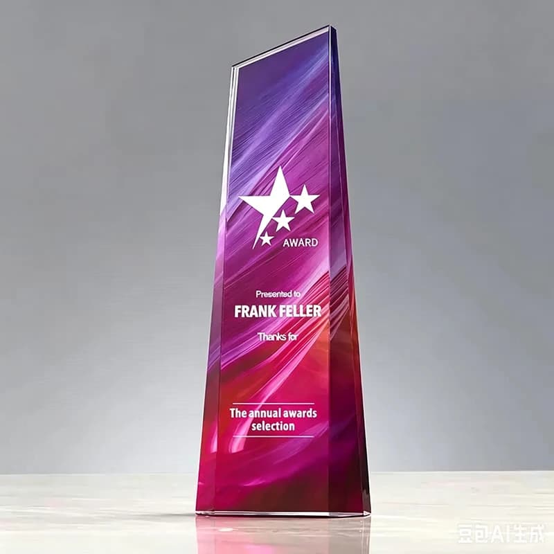 Custom Color Printing Crystal Trophy Personalized Engraved Name Logo Glass Award For Best Employee Champion Annual Ceremony Gift