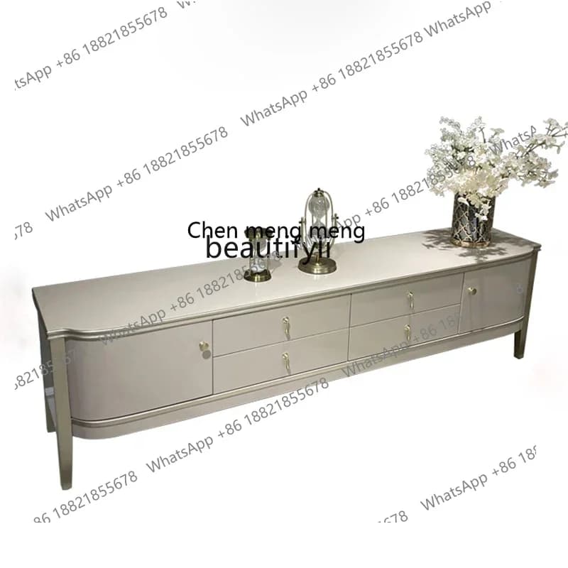 182C American Light Luxury Solid Wood TV Cabinet Living Room Modern & Minimalism High-Grade Gray Small Apartment