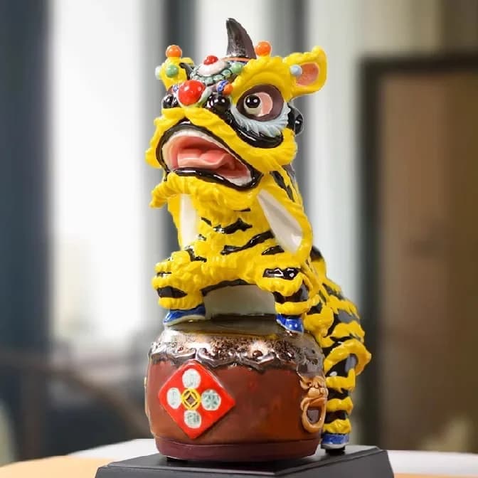 Lion dance ornament, lion dance doll ceramic handicraft home desktop cute decoration