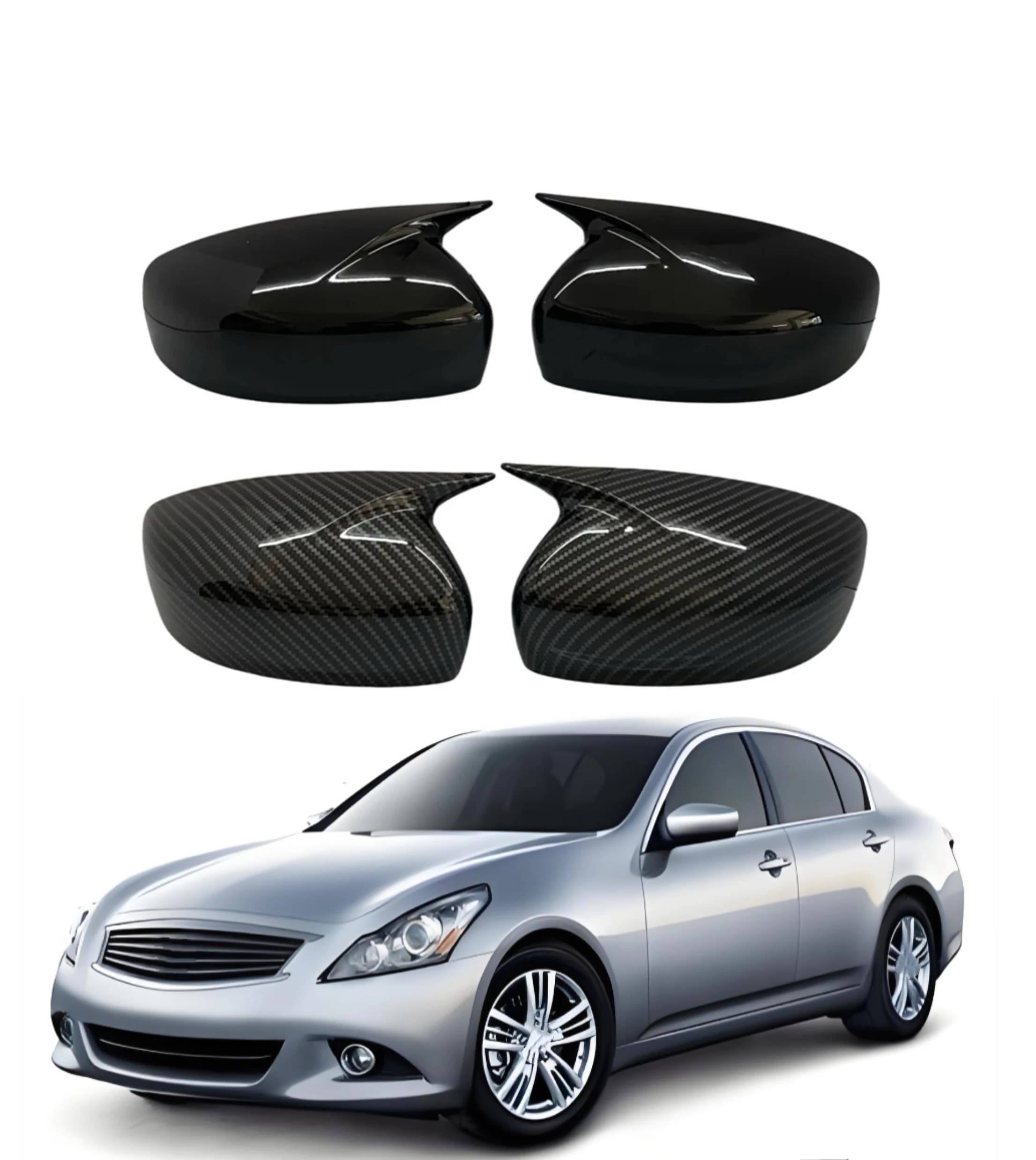 Car Rearview Side Mirror Cover Fit For  Infiniti G25 G37 Q40 Q60 2009-2015  Wing Cap Sticker Rear View Case Trim Carbon Fiber