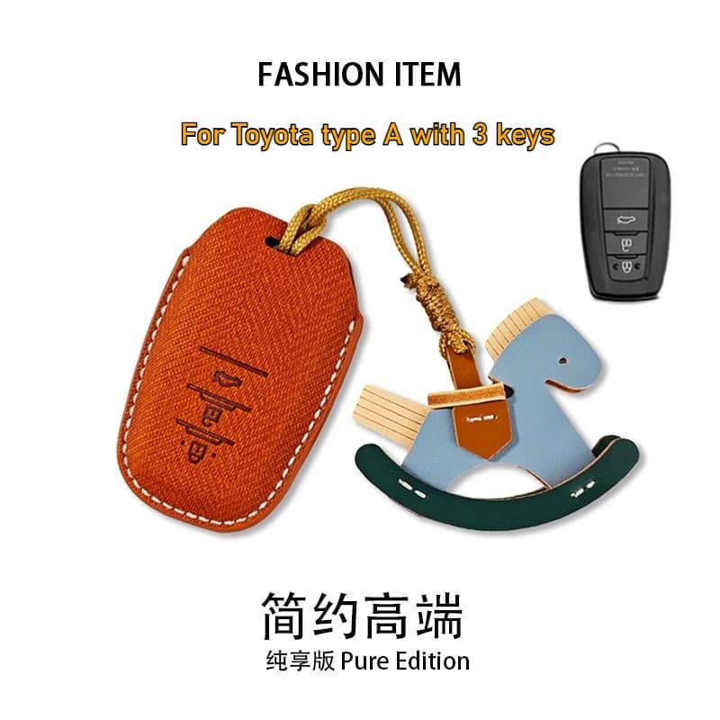 For Toyota Corolla Camry Avalon Highlander 3 Button Smart Remote Key Leather Scratch Resistant Cute Pendant Car Accessories