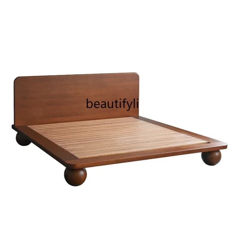 Q181 Nordic full solid wood bed modern simple double bed master bedroom tatami bed furniture