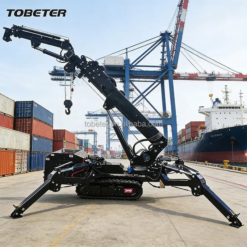 Tobeter High Quality Mini Hydraulic Spider Crawler Crane 3 Ton Electric Kubota Engine Remote Control Fly Jib 23m Lifting Height