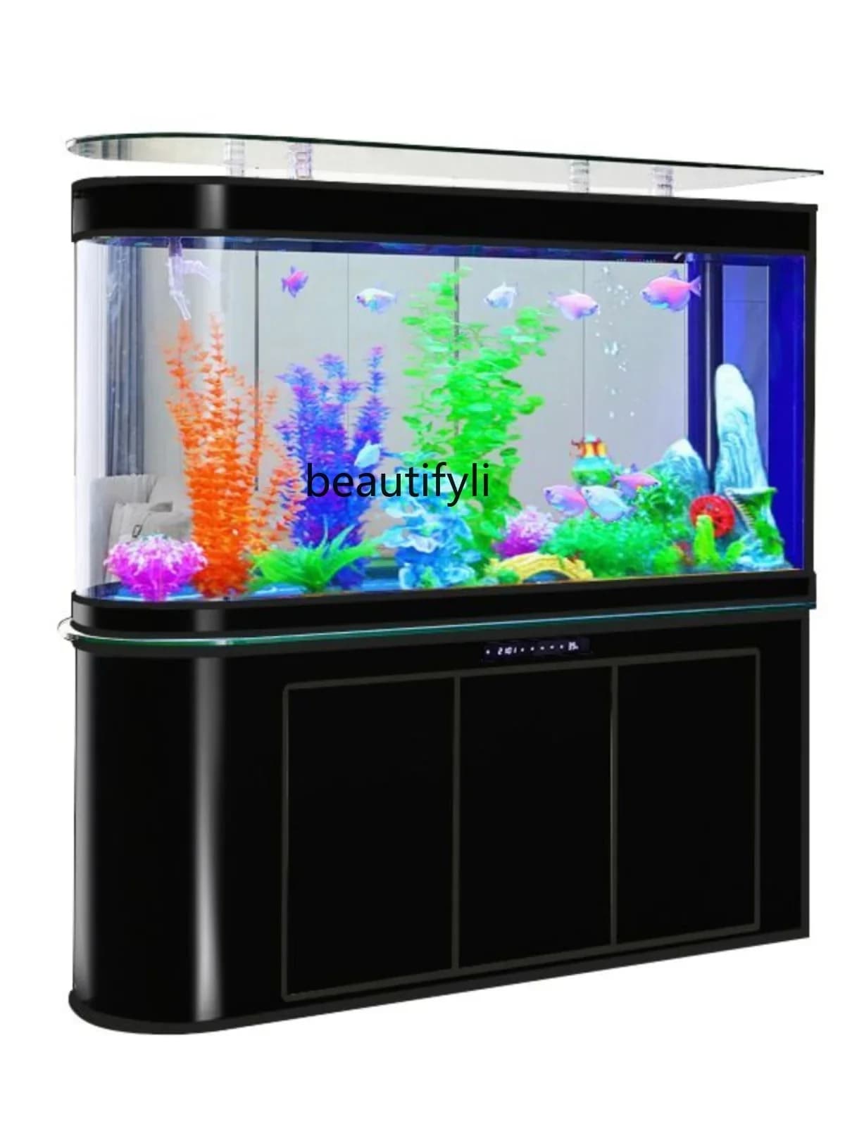 X Fish Tank Living Room Entrance Screen Medium and Large Glass Ecological Circulation Bottom Filter Aquarium Fish Globe