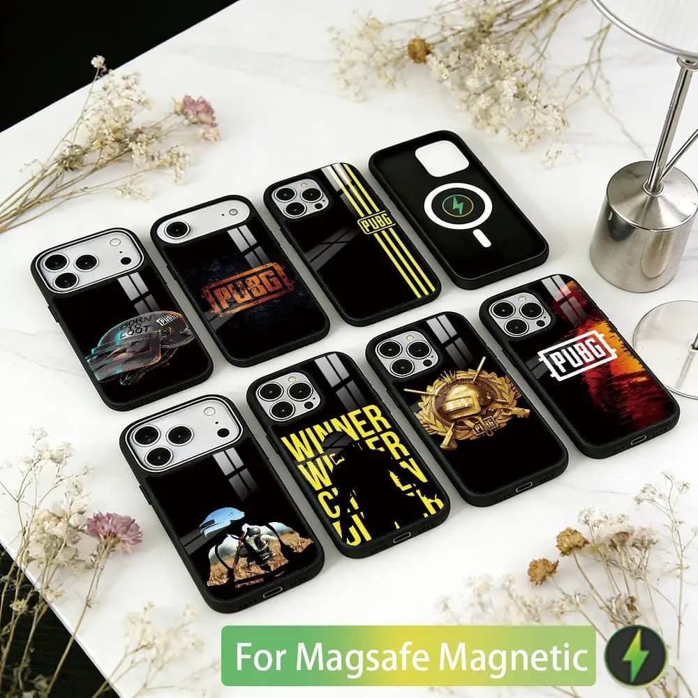Game P-U-B-G Phone Case For iPhone17,16,15,14,13,12,11 Plus,Pro Magnetic For Magsafe Wireless Charging