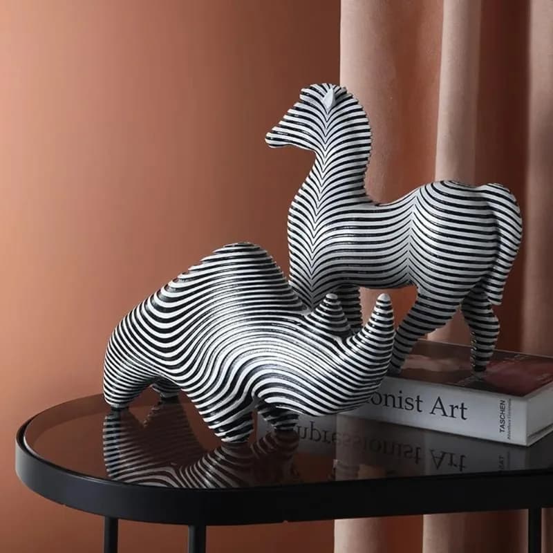 Black and White Striped Animal Shaped Desk, Living Room Entrance, Desktop Decoration, TV Cabinet, Wine Cabinet, Home Decoration
