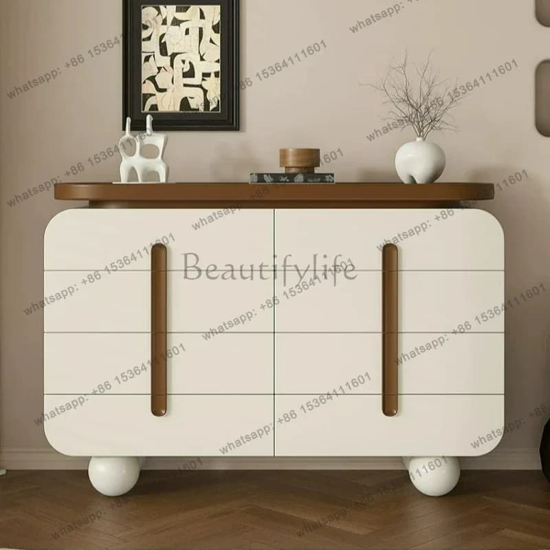 FG Wooden Light Cabinet Drawers Kitchen Coffee White Entryway Cabinet Narrow Corner Armarios Baratos En Oferta Bedroom Furniture