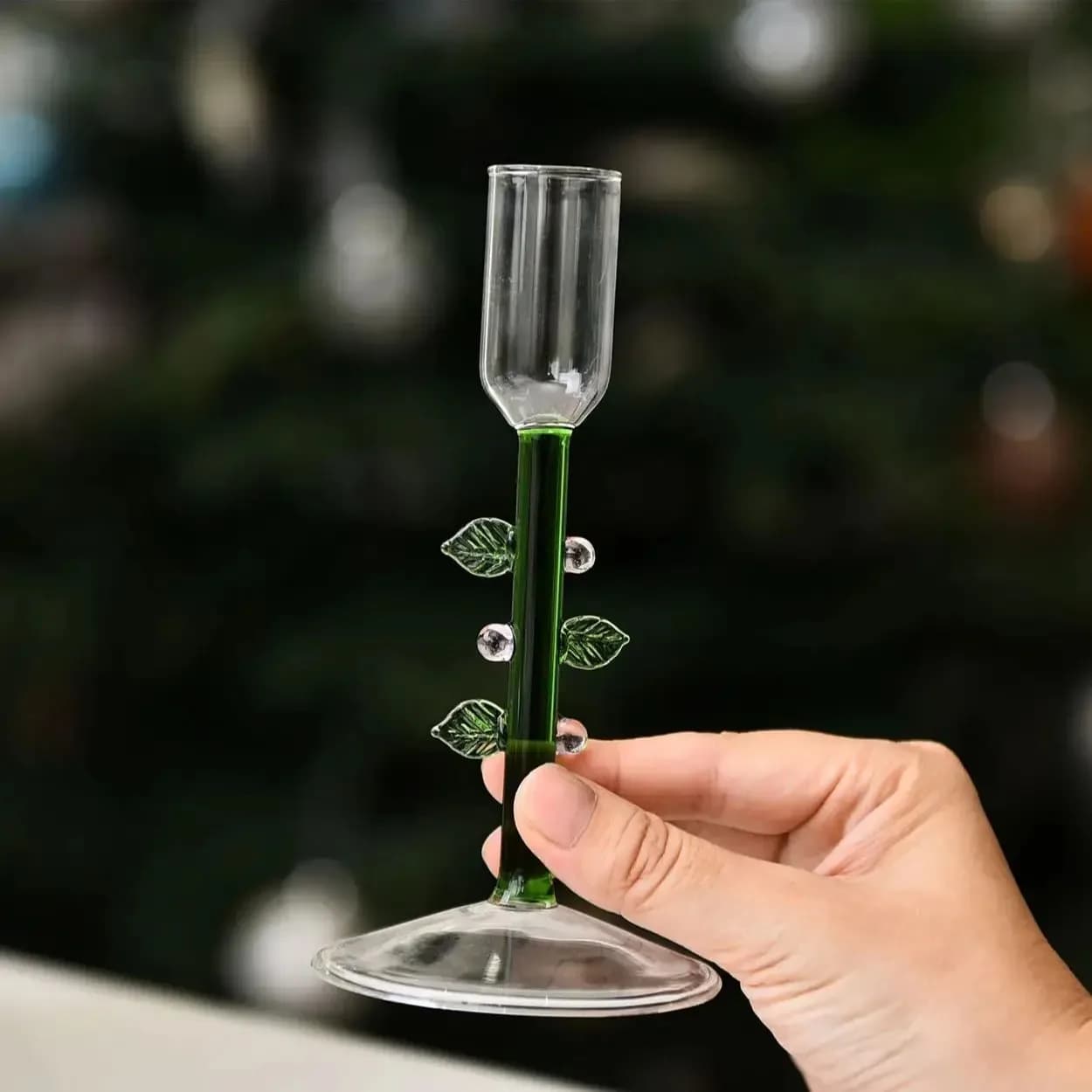 Nordic Christmas Trees Candle Stick Holder Tabletop Glass Borosilicate Candle Holders for Party Birthday Home Decor
