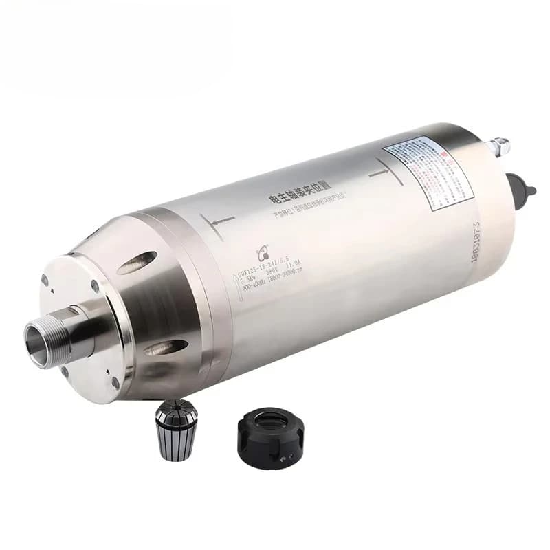 ER25 Collet Spindle GDK125-18-24Z/5.5 Water Cooled 5.5KW 4 Bearings 24000RPM 400Hz 220V 380V Mould CNC Spindle
