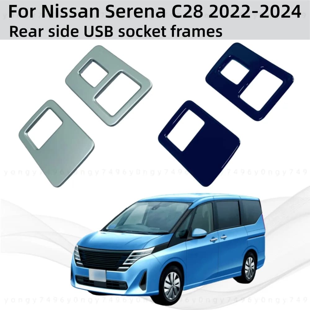 Car Upgrade Styling Rear Side USB Socket Frames For Nissan Serena C28 2022 2023 2024 Cars Modification Decoration Accessories