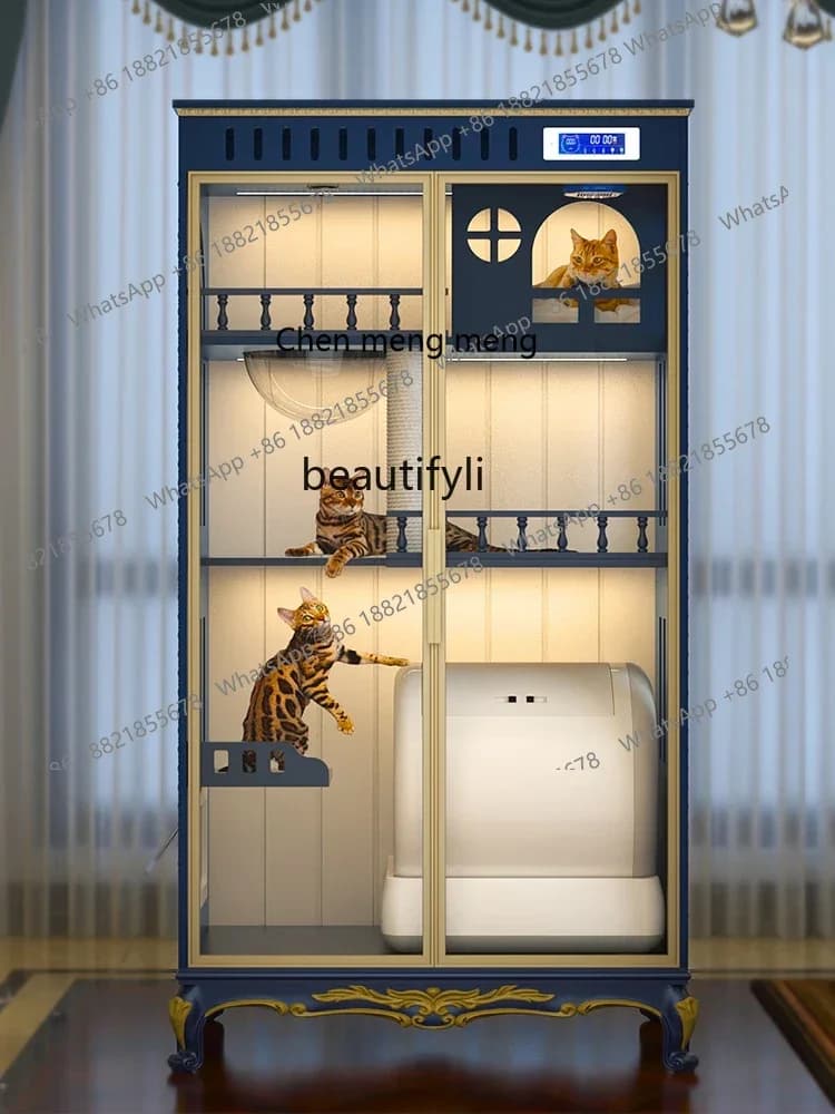 2003Solid Wood Cat Villa Home Indoor Three-Layer Cat House Large Luxury Cat Nest  Castle