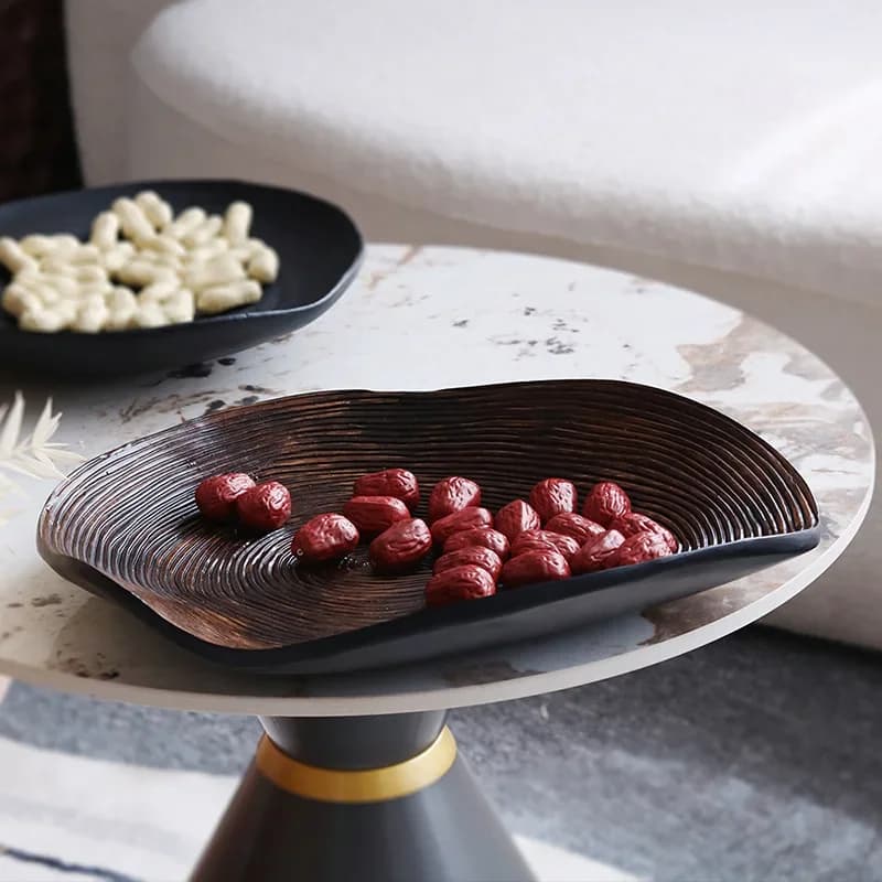 Unique-shaped Fruit and Snack Plate with A New Chinese Style Imitation Annual Ring Design Home Decoration Tray