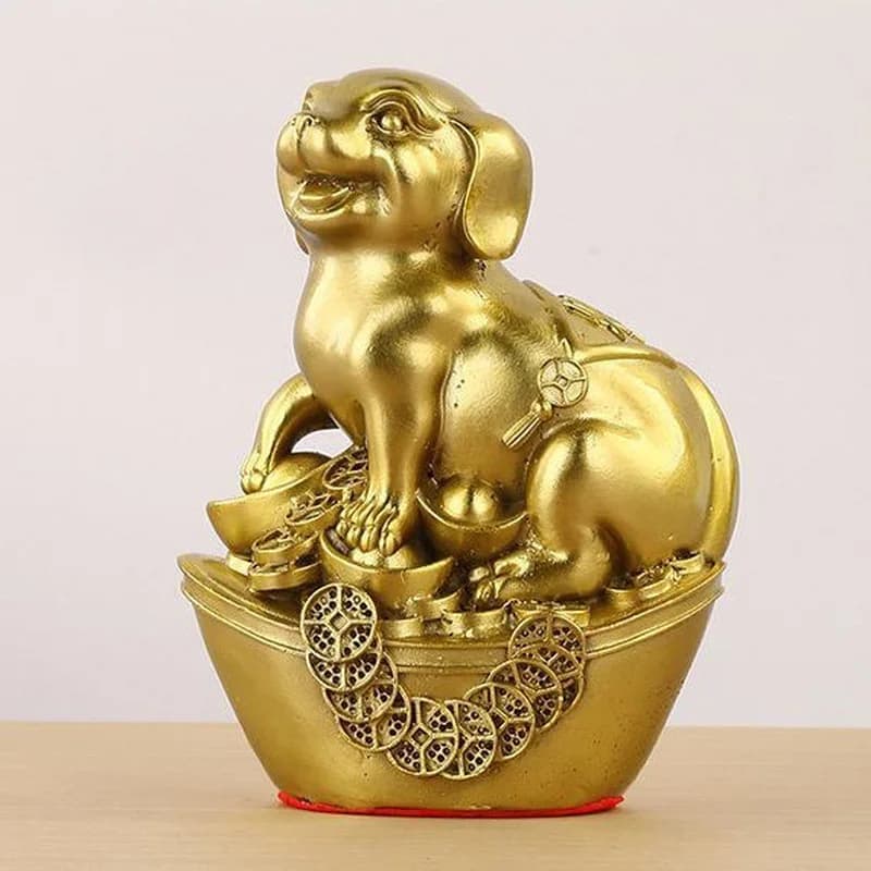 Ornament, Brass Golden , Money and Treasure Bowl Dog, Home Living Room Entryway Craft Decoration