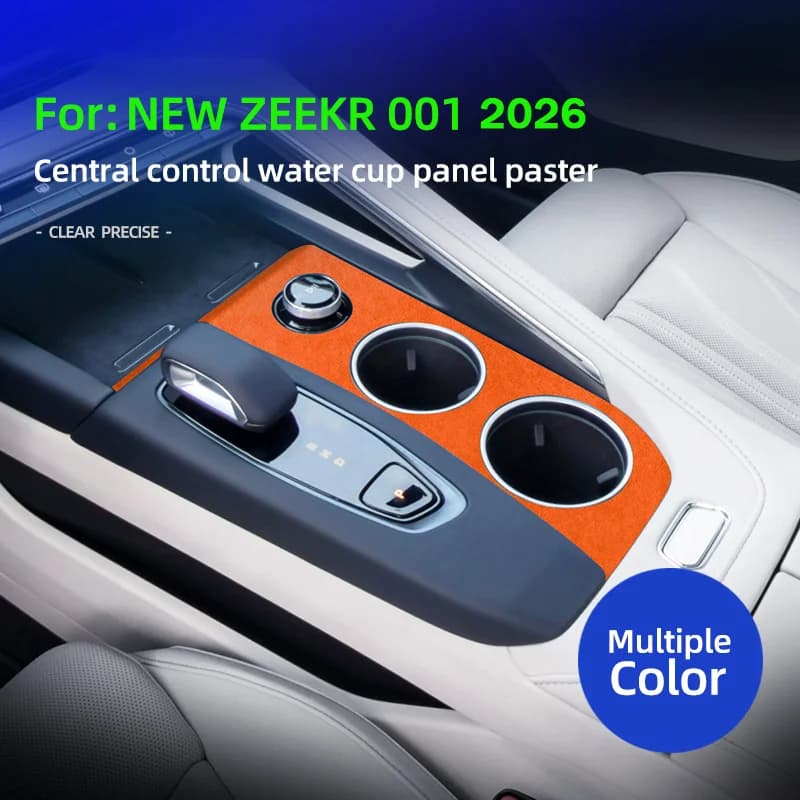 For ZEEKR 001 Max Ultra 2026 Refreshed, Car Center Console Gear Shift Panel Water Cup Alcan tara Suede Trim Stickers Accessories