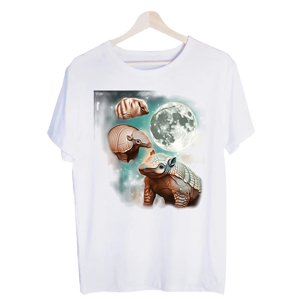 Men's Armadillo Moon Graphic Tee, Short Sleeve Crew Neck T-Shirt for Casual Daily Wear