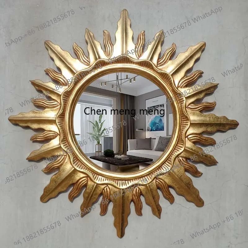 Vintage Gold Home Wall Hanging Bathroom Makeup Mirror Entrance Decorative Mirror