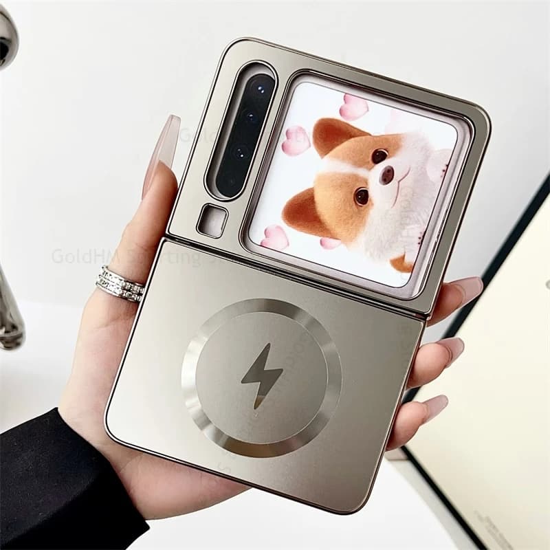 Plating AG Phone Case For Huawei Pura X Nova Flip Lightning N52 Wireless Charging Cover For Huawei P50 Pocket 2 S Flip Hard Capa