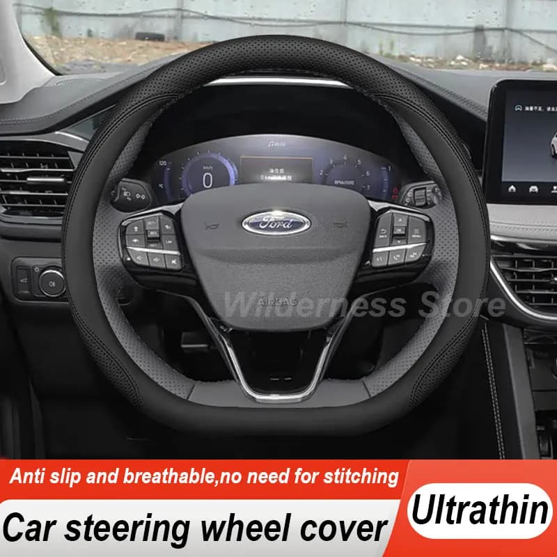 Leather Car Steering Wheel Cover For Ford Focus MK2 MK3 MK4 2005-2023 2024 2025 2026 Auto Steering Wheel Ford Focus Accessories