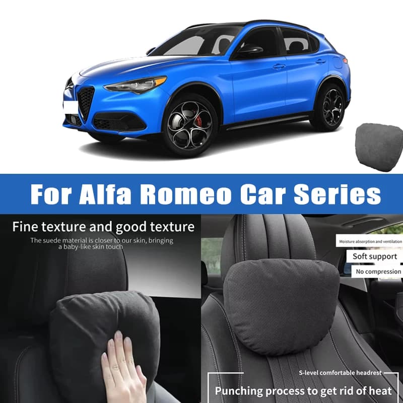 Top Quality Car Headrest Neck Support Seat Soft Neck Pillow Breathable For Alfa Romeo Giulia Stelvio 4C Giulietta Tonale 156 159