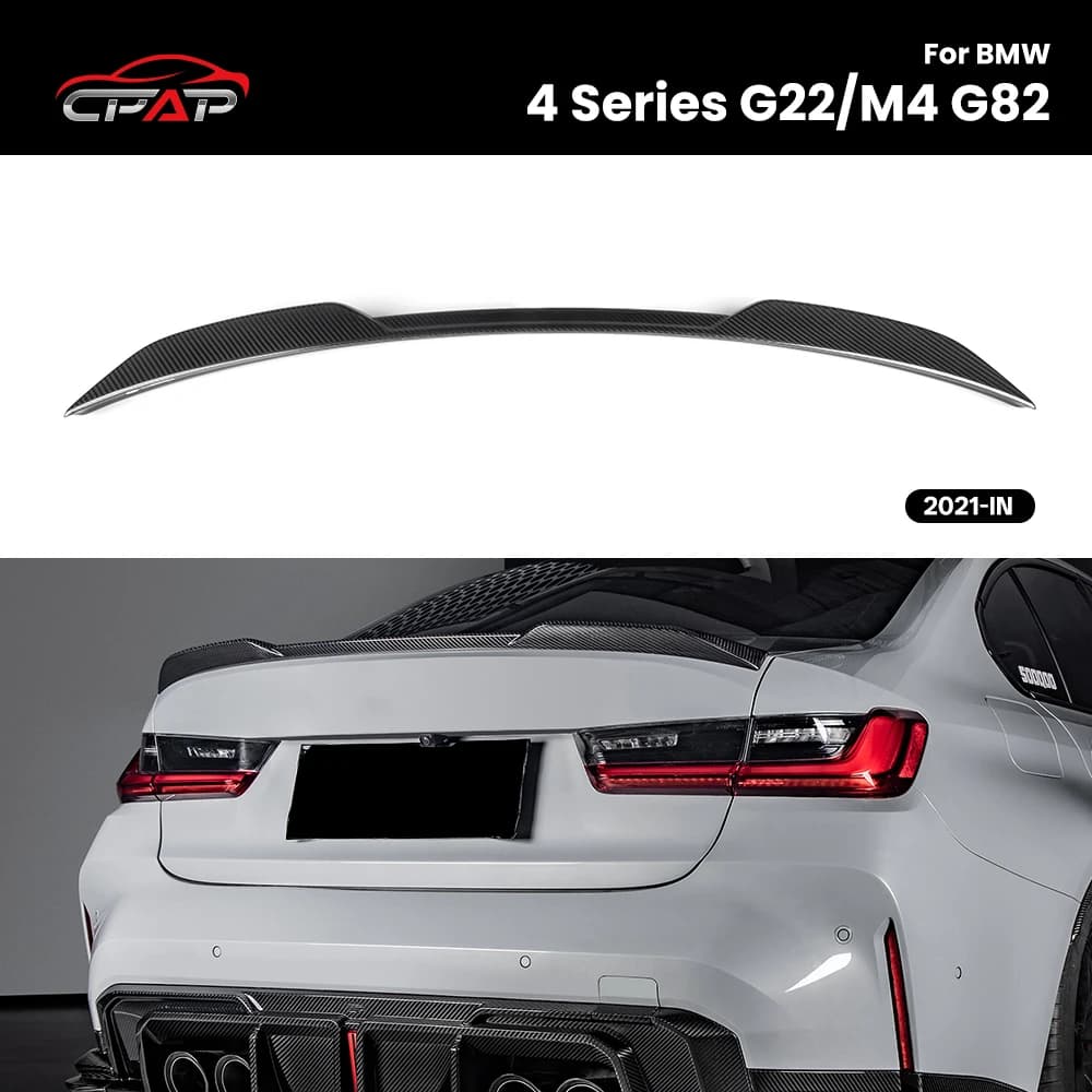 Real Dry Carbon Fiber Rear Trunk Roof Spoiler Boot Wing For BMW 4 Series G22 M4 G82 MP/M Style 2021-IN
