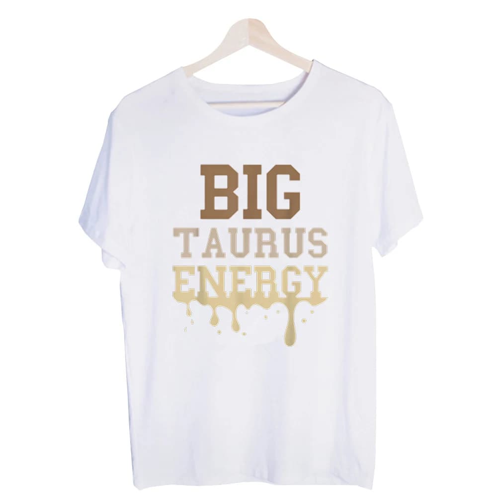 Men's Taurus Energy Typography Print Graphic Tee, Short Sleeve Crew Neck T-Shirt for Casual Daily Wear