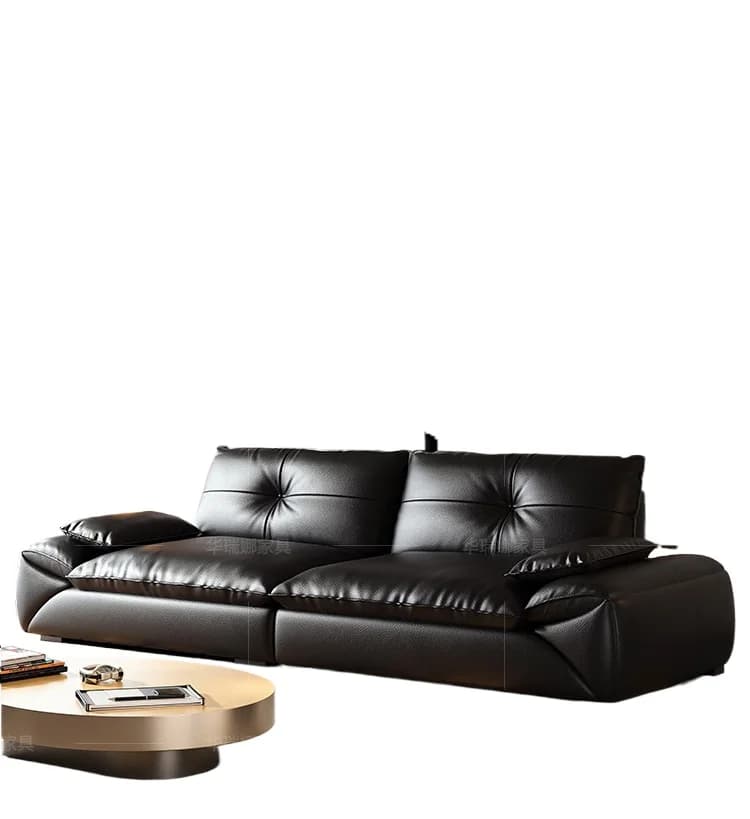 LMM Italian minimalist leather Hammer sofa living room small apartment sailing down straight sofa
