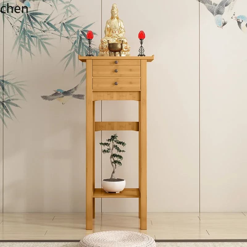 DSA solid wood casket new Chinese vertical cabinet with door small incense case home offering table