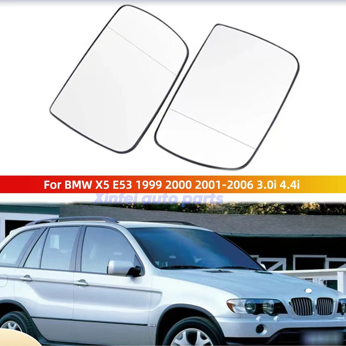 Side Door Mirror Glass Lens For BMW X5 E53 1999 2000 2001-2006 3.0i 4.4i Heated Door Wing Mirror Glass Lens Car Accessories