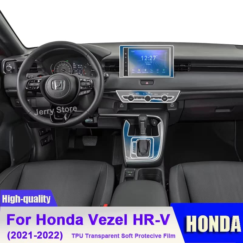 Easy Installation Car Interior Sticker Kit For Honda Vezel HR-V (2021-2022) Anti-Scratch Center Console Screen Protector Film