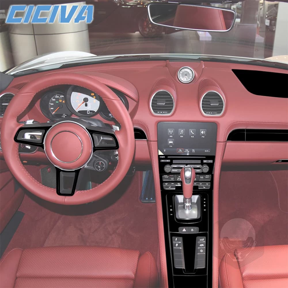 For Porsche Boxster Cayman 718 982 2016-2022 Piano Black  radio shift control panel Car Trim Accessories Sticker