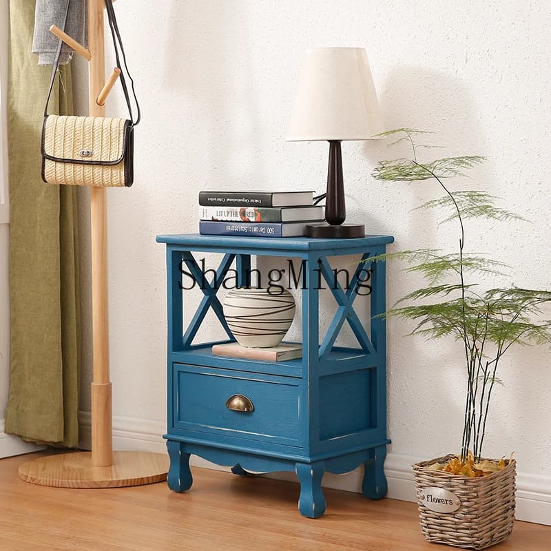 SM new good-looking solid wood decoration retro bedroom bedside storage cabinet storage living room corner cabinet